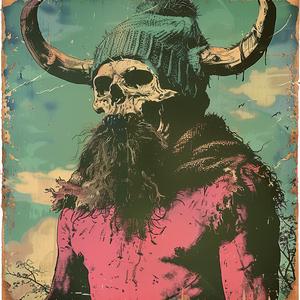 poster  skull  hat  viking  sword  chromolithography  colorful  artwork  graphic  design 1051251