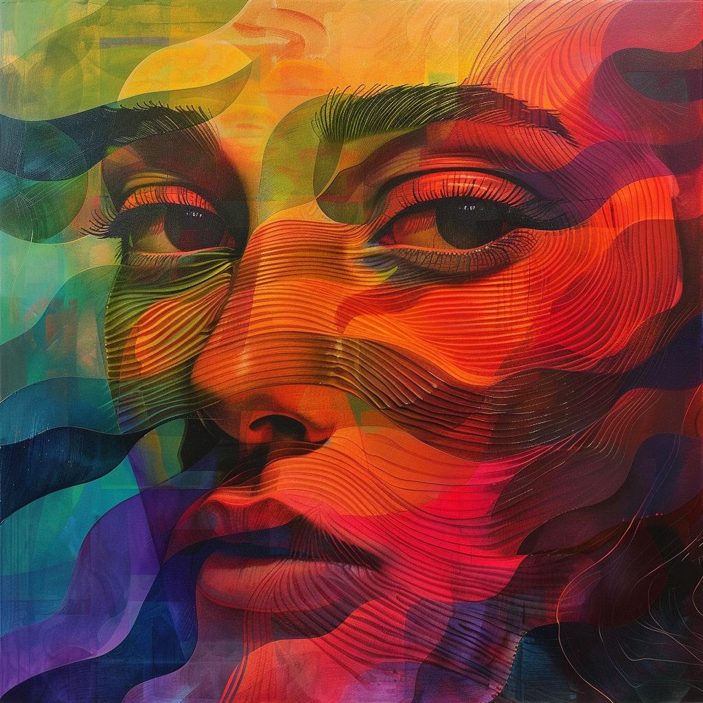 woman  face  colorful  waves  painting  abstract  expression  vibrant  emotion  art 950134