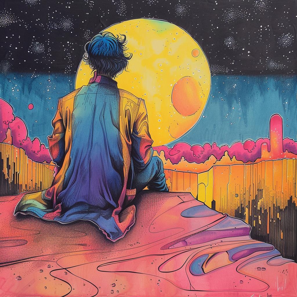 man  sitting  moon  serene  nighttime  quint-buchholz  solitary  atmospheric  contemplative  landscape 929640