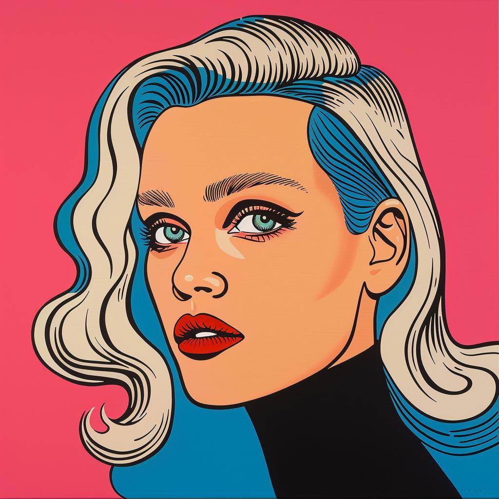 pop  art  painting  woman  blue  hair  colorful  stylized  modern  vibrant 1022285
