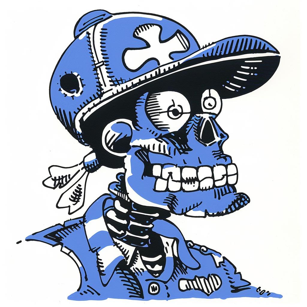 skeleton  cartoon  baseball  cap  character  playful  whimsical  fun  illustration  stylized 1027651
