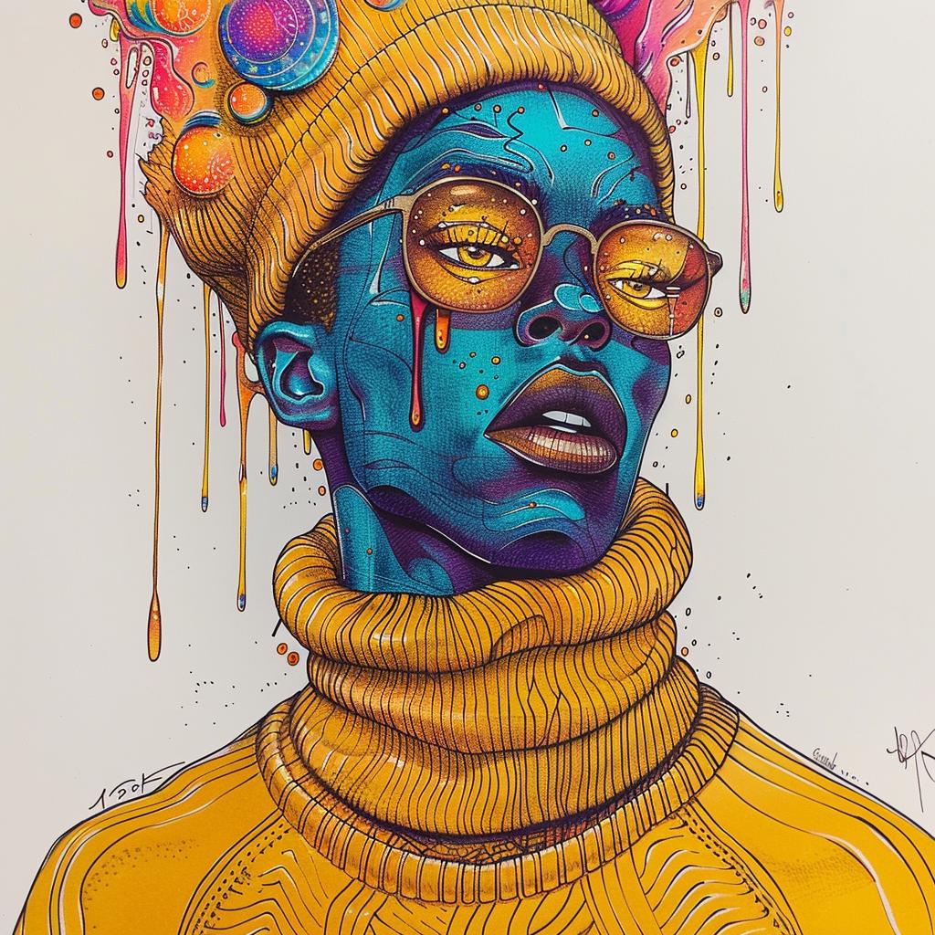 Pop Art  painting  woman  colorful  paint  face  dripping  makeup  illustration  African-American 939239