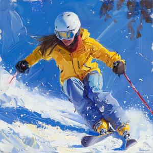 skier  yellow  painting  winter  sport  art  action  snow  helmet  dynamic 1079899