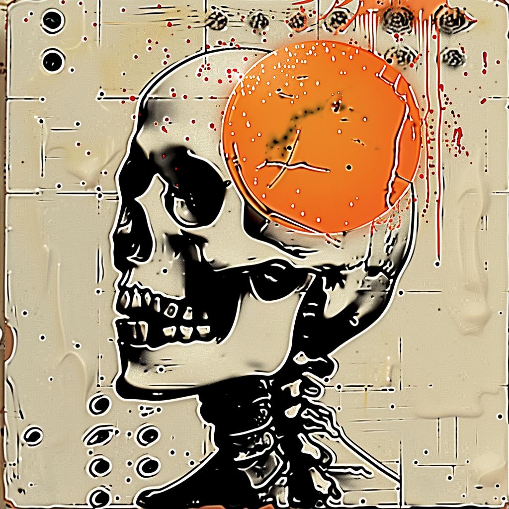 skull  orange  ball  painting  abstract  colorful  unique  artwork  graphic  visual 1015359