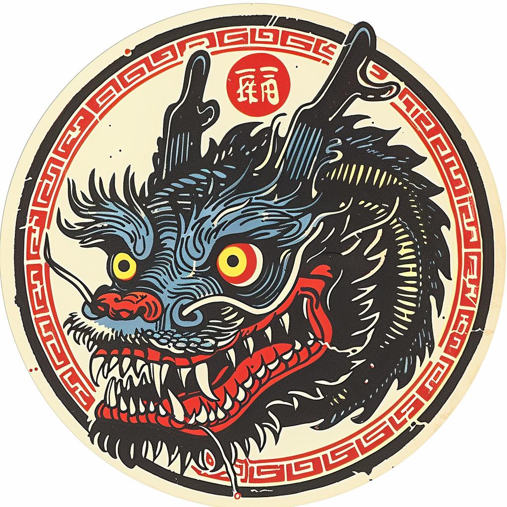 dragon  sticker  Japanese  cartoon  art  abstract  clowncore  caustic  colors  geometric 941529