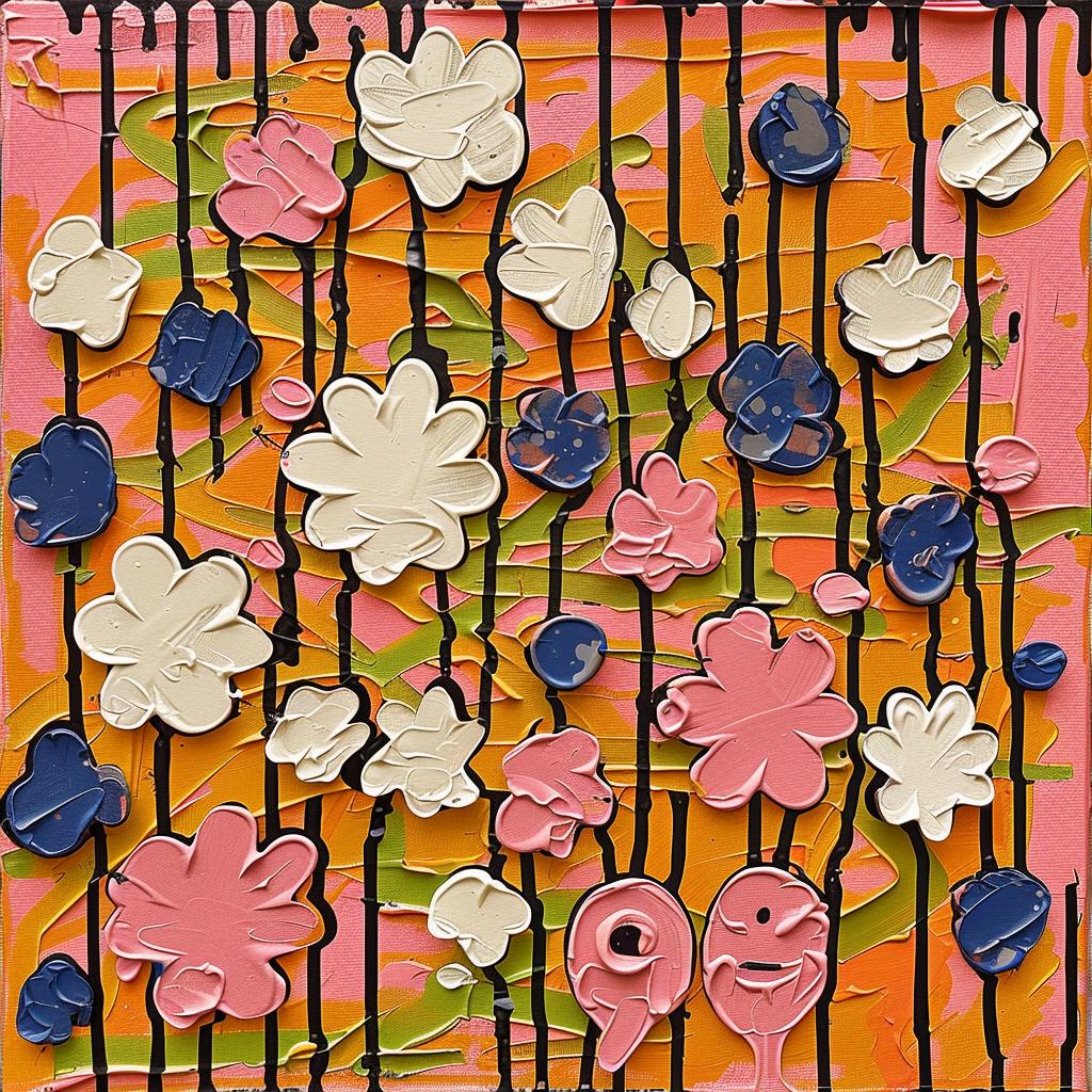 painting  flowers  bird  encaustic  impasto  colorful  nature  artwork  whimsy  creative 951011