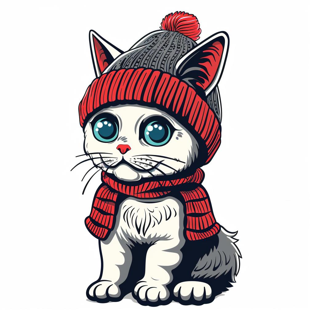 cat  cartoon  hat  scarf  cute  character  adorable  simple  vector  style 958686