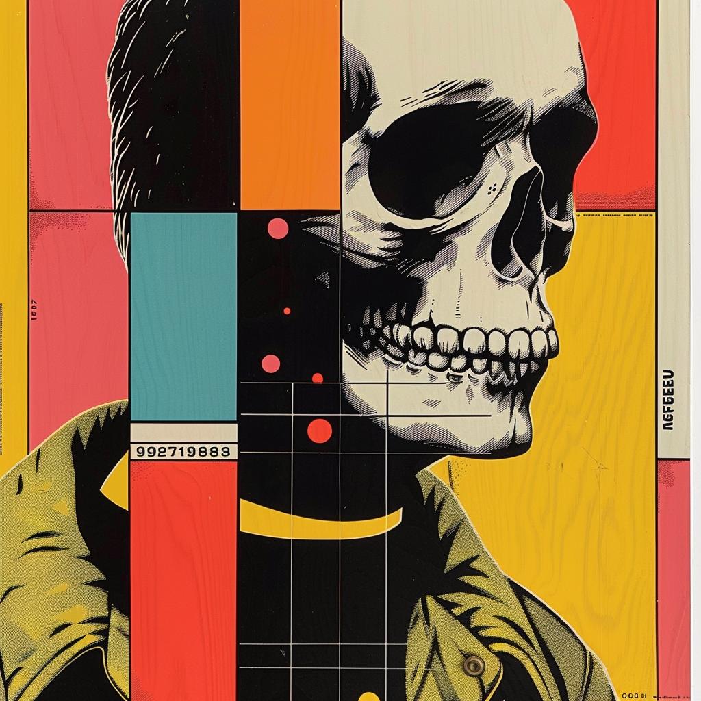 تصميم جرافيكي لجيتار جمجمة Obey Glitch، فن ثلاثي الأبعاد متدرج الألوان 968959