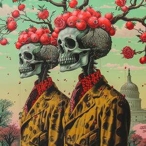 skeletons  apples  heads  chromolithography  humorous  art  colorful  whimsical  playful  macabre 1037809