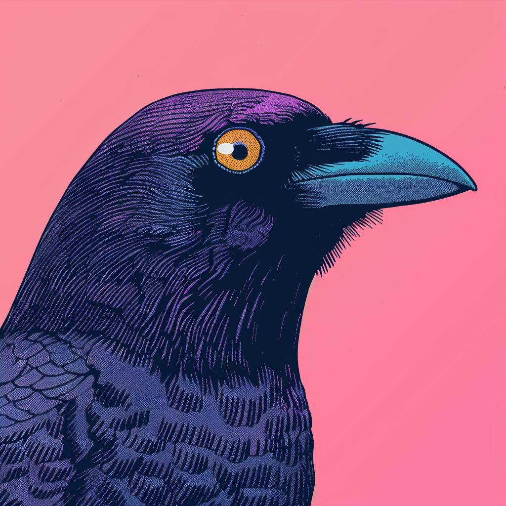 surreal  album  cover  raven  chubby  blue  beak  yellow  eyes  art 978409