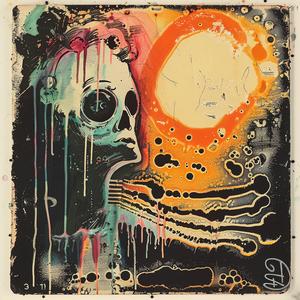 painting  skull  sun  encaustic  colorful  art  abstract  design  vivid  imaginative 1067307