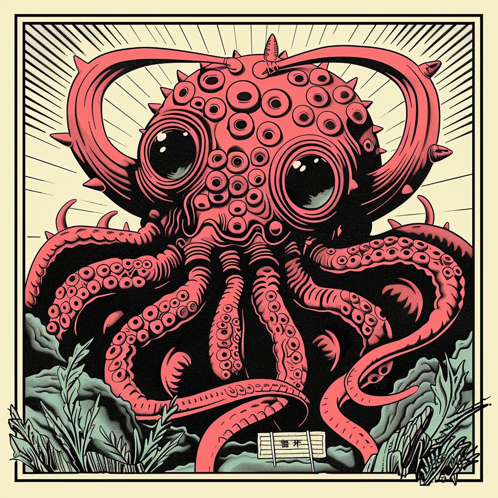 creature  chromolithography  octopus  art  Japanese  graphics  illustration  poster  large  design 945857
