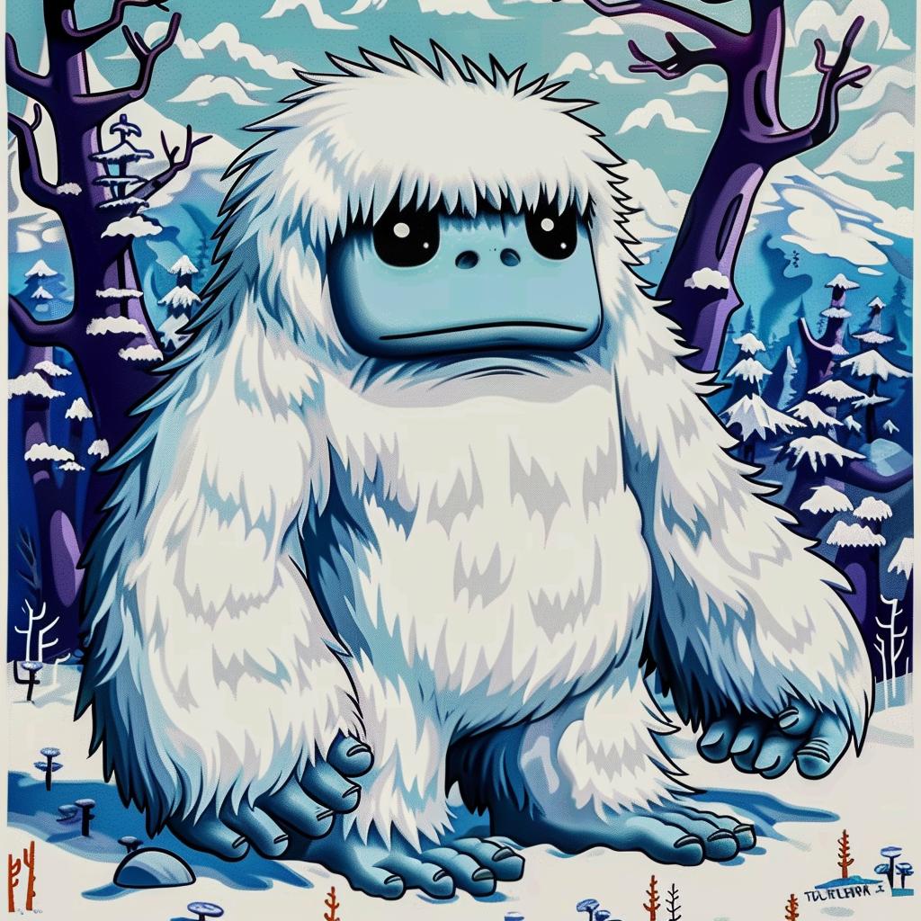 yeti  snow  forest  mystical  creature  white  winter  landscape  illustration  adventure 1033264