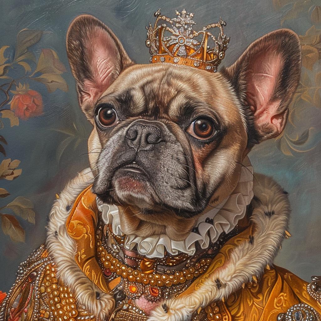 portrait  painting  bulldog  royal  gouache  detailed  animal  unique  custom  art 953693