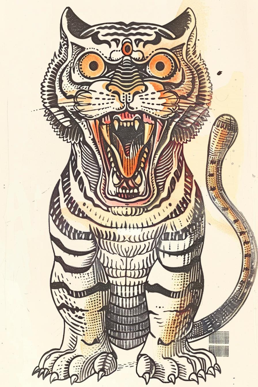 tiger  upright  snarling  mythical  open  eyes  Todd  McFarlane  art  creature 934328