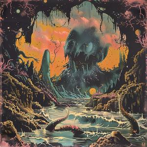 chromolithography  ocean  death  machine  album  cover  art  dramatic  dark  bold 1054945