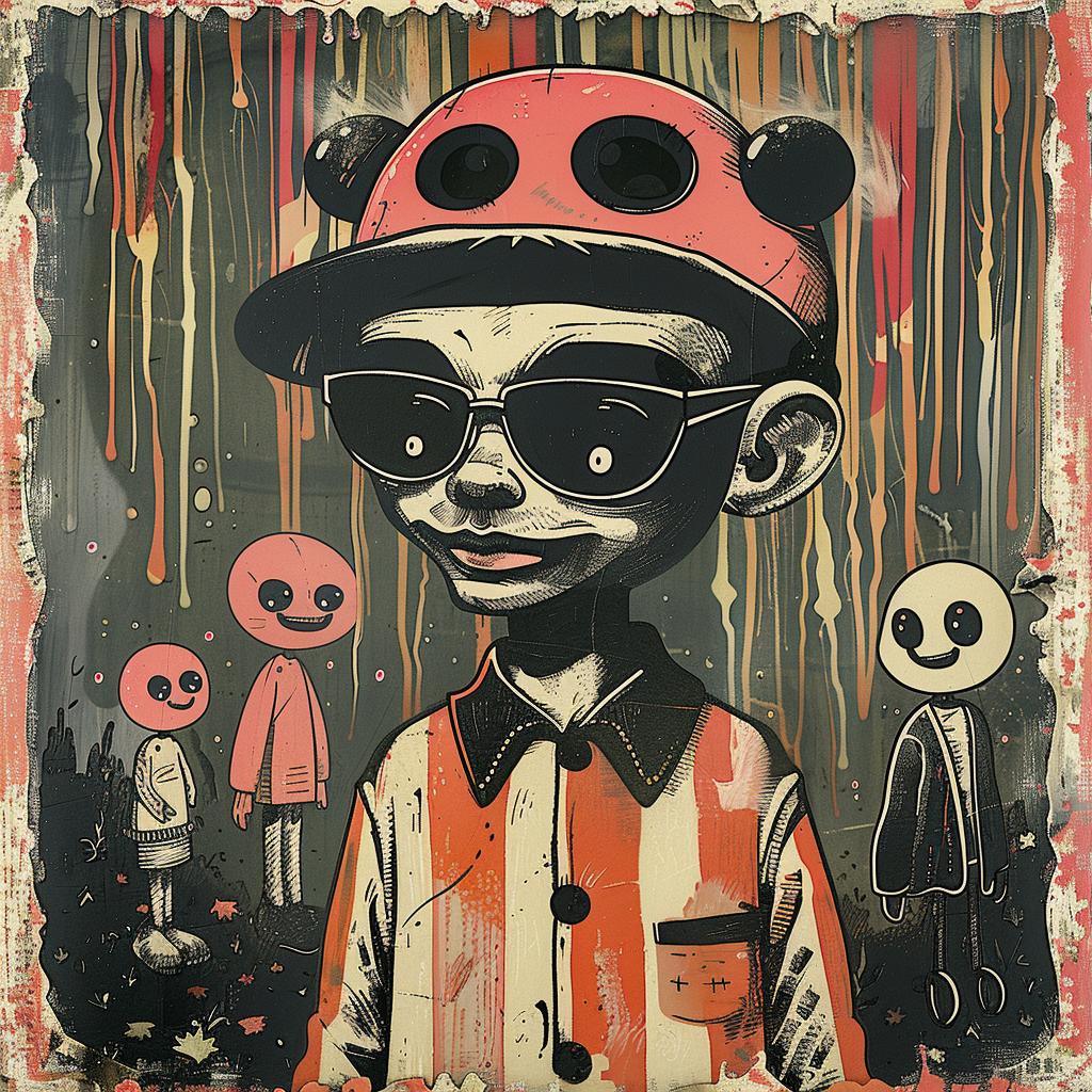Gary Baseman  Boy  Sunglasses  Hat  Colorful  Playful  Cartoon  Expressive  Whimsical  Artistic 949990