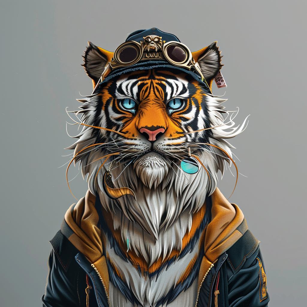 tiger  character  jacket  hat  illustration  stylized  humorous  animal  playful  costume 943827