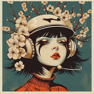 surreal  album  cover  creative  headphones  flowers  hair  Mitsumasa  Anno  screenprinting 1074808