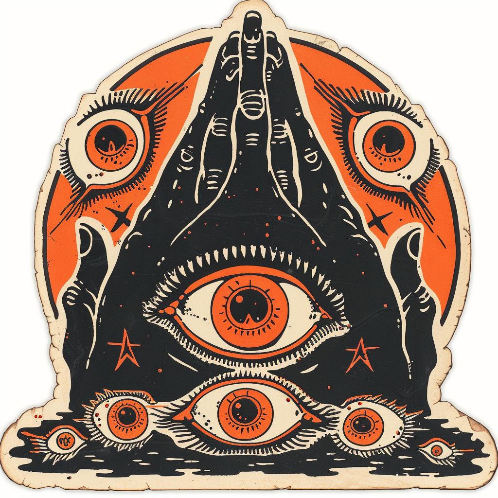 Provocative  Art  Spiritual  Dark  Occult  Sticker  Eye  Hand  Emek  Introspective 934977