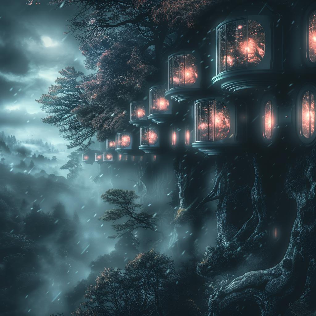 double  exposure  photo  forest  surreal  lighting  teal  pink  awarded  glow 1028617