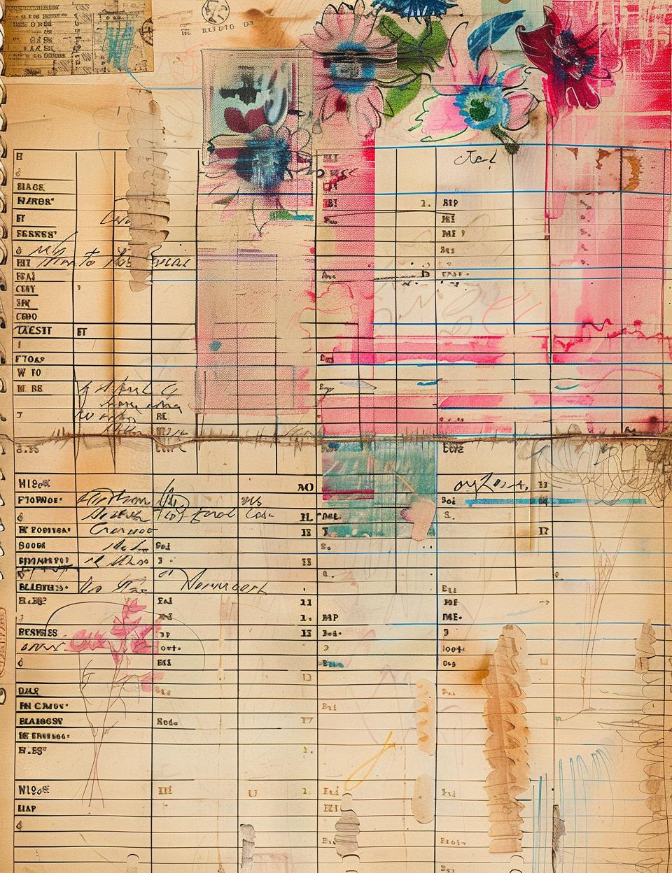 vintage  paper  flowers  pressed  homemade  stained  faded  patchwork  patterns  marginalia 928983