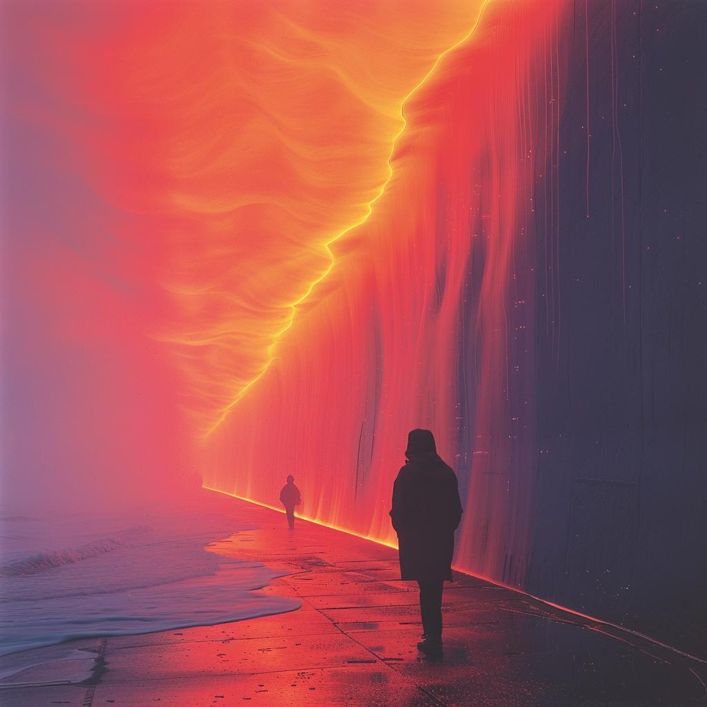 person  path  light  red  surreal  quantum  walking  volumetric  glow  lifestyle 1025648