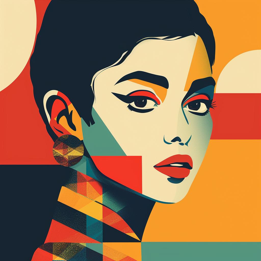 abstract  minimalist  portrait  elegance  bold  geometric  colorful  modern  woman  art 929335