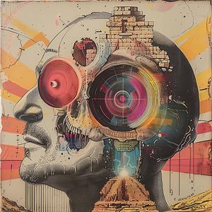 painting  man  camera  head  album  cover  Todd  White  Risograph  symbolist 1036996