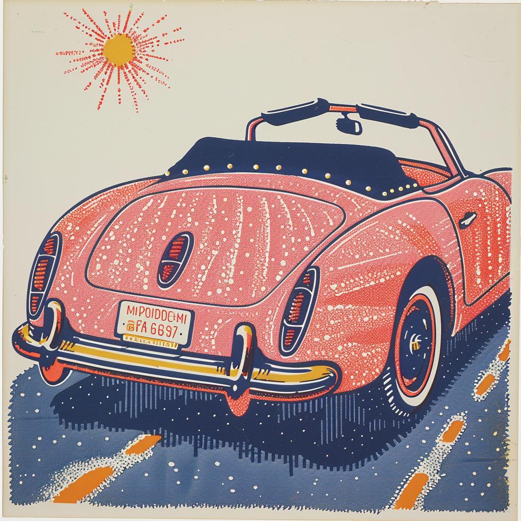 panda  car  poster  surreal  convertible  lighting  glow  natural  pink  Ed Ruscha 962910