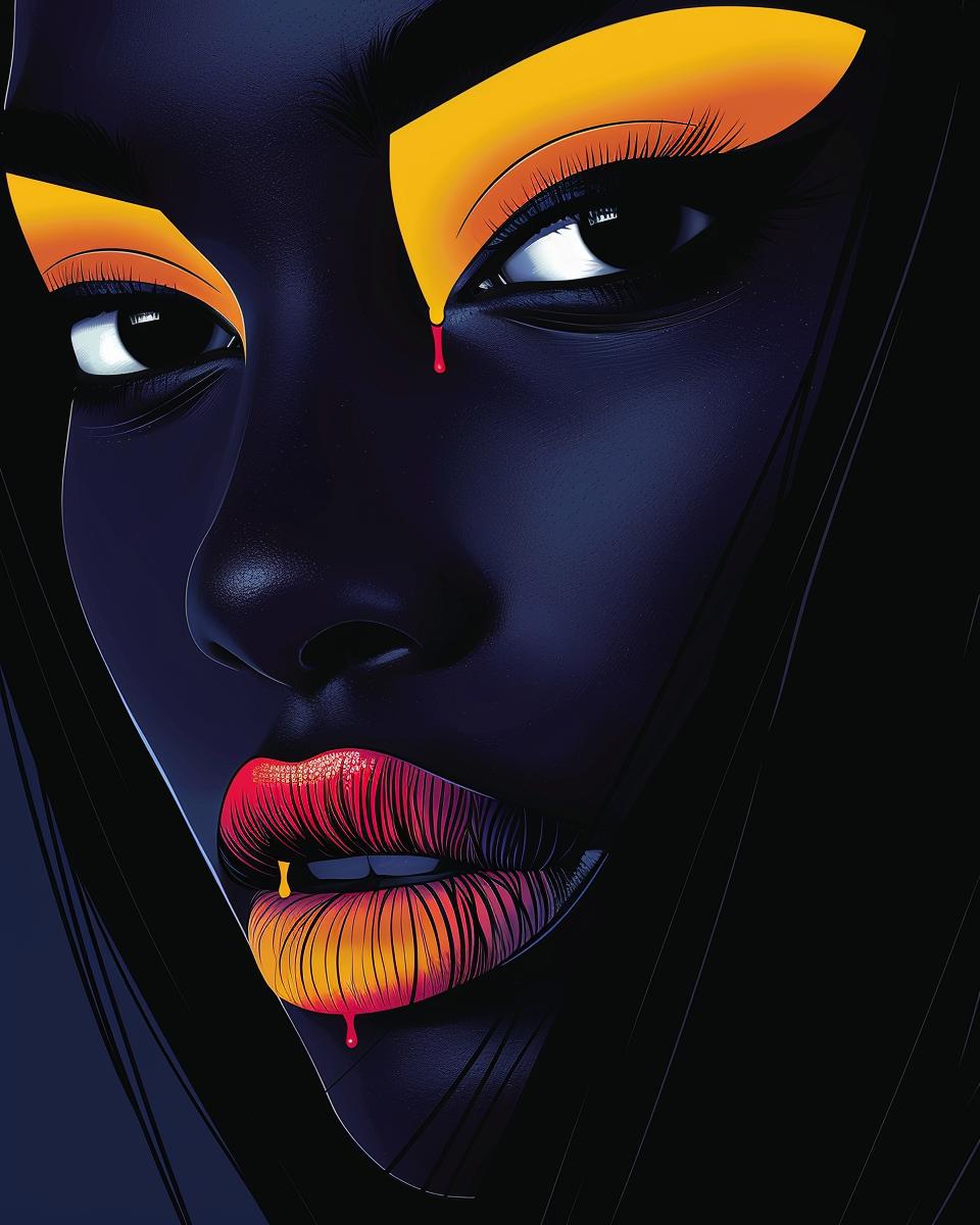woman  African  makeup  colorful  vibrant  portrait  long  hair  dripping  mascara 957969