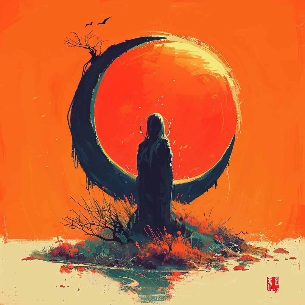 moon  man  canvas  artprint  Japanese  symbolic  dark  mood  minimal  contemporary 941508
