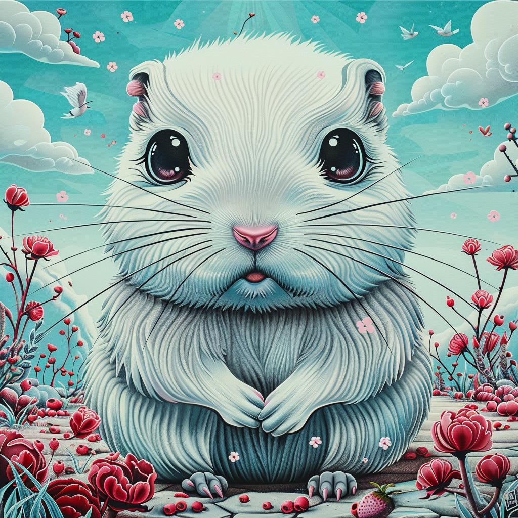 gopher  oversized  kawaii  flowers  whimsical  white  background  animal  illustration  cute 1033882