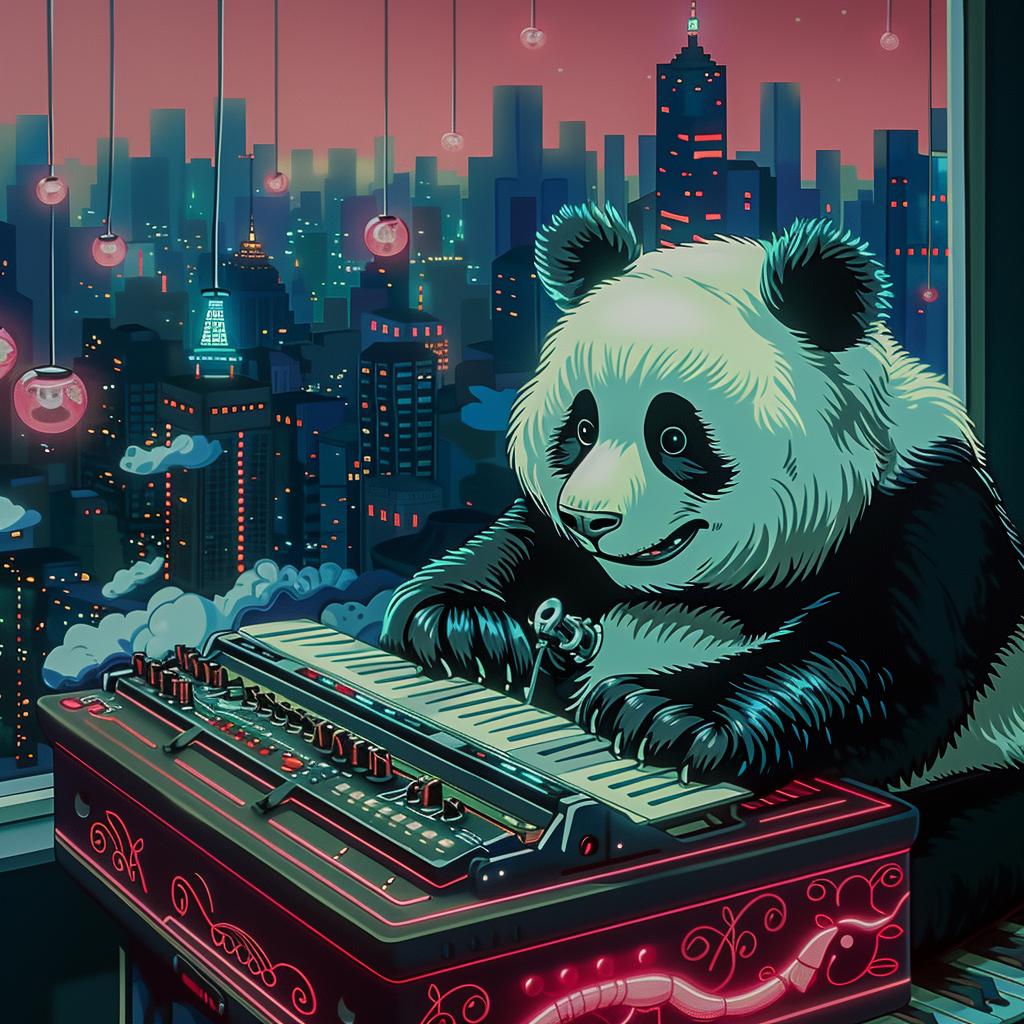 panda  piano  city  skyline  play  urban  animal  music  cartoon  whimsical 1016737