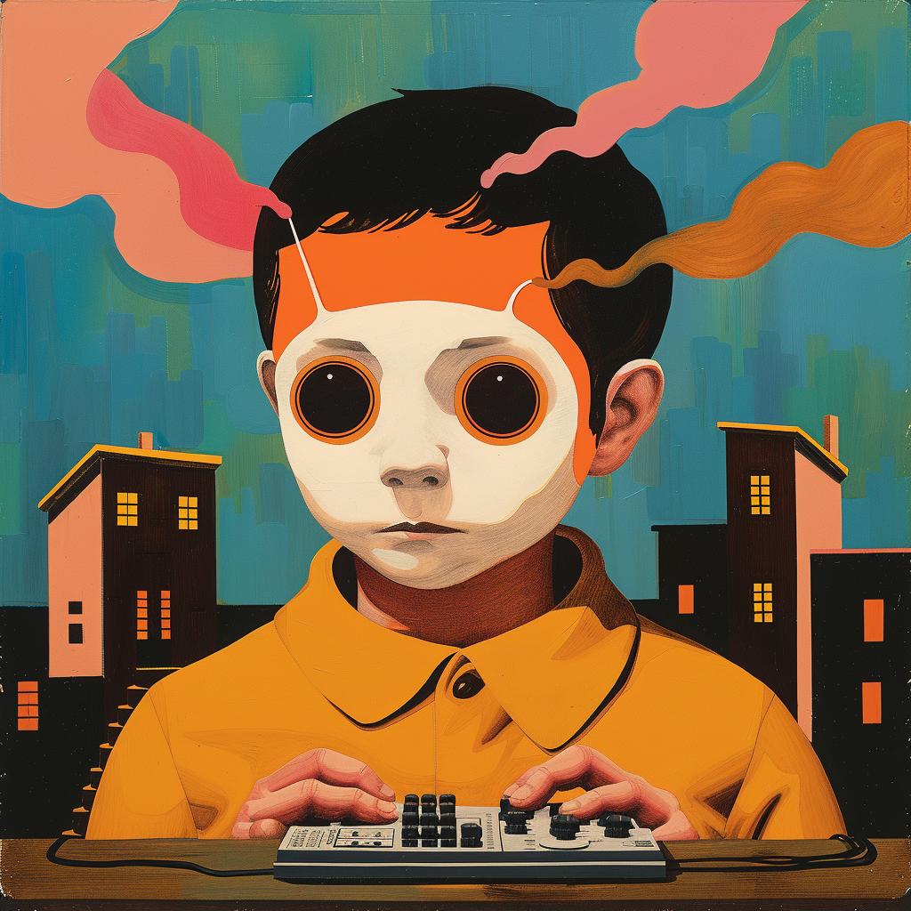 surreal  album  cover  painting  boy  keyboard  colorful  illustration  digital  music 1019062