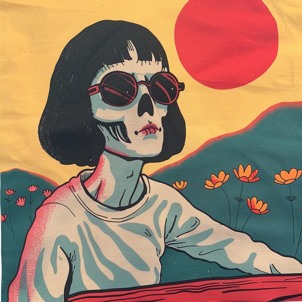 skeleton  sunglasses  beach  surreal  art  album  poster  creative  Joan  Cornella 978175