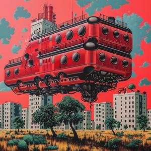 ship  city  red  minimal  chromolithography  Escher  fantasy  surreal  skyline  colorful 1037714
