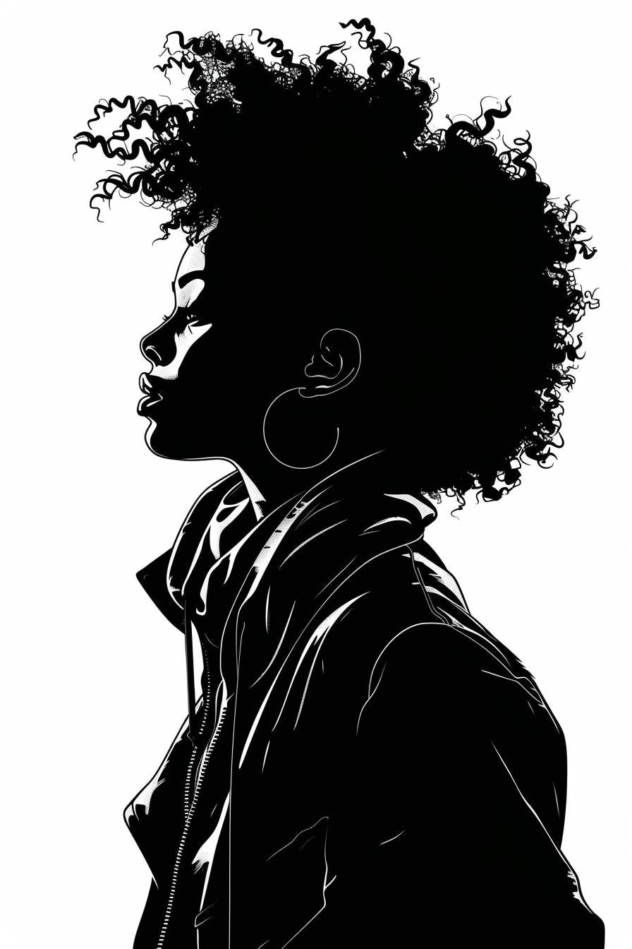 woman  streetwear  silhouette  vector  afro  modern  fashion  illustration  minimal  blackwhite 954302