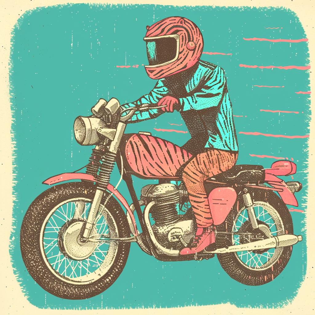 vintage  illustration  man  motorcycle  ride  cool  transport  adventure  art  style 941086