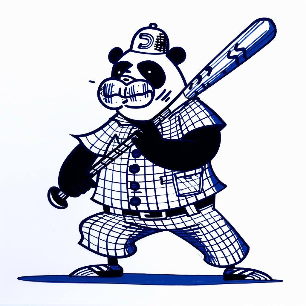 panda  baseball  bat  uniform  hat  cartoon  sport  playful  animal  fun 1028017
