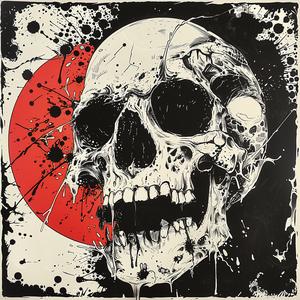 album  cover  skull  splatters  red  black  chaotic  symbolist  Risograph  surreal 1078133