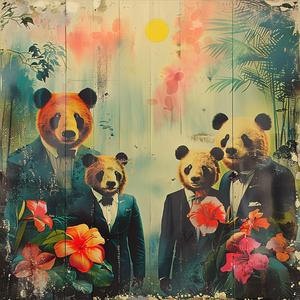 panda  bears  suits  painting  chromolithography  art  animals  portrait  whimsical  illustration 1058451