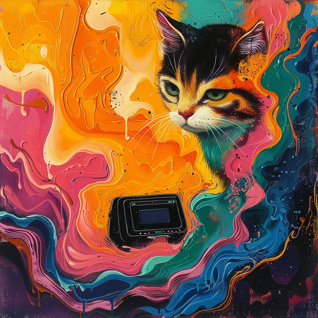 painting  cat  remote  control  humor  whimsical  art  creativity  digital  funny 966432
