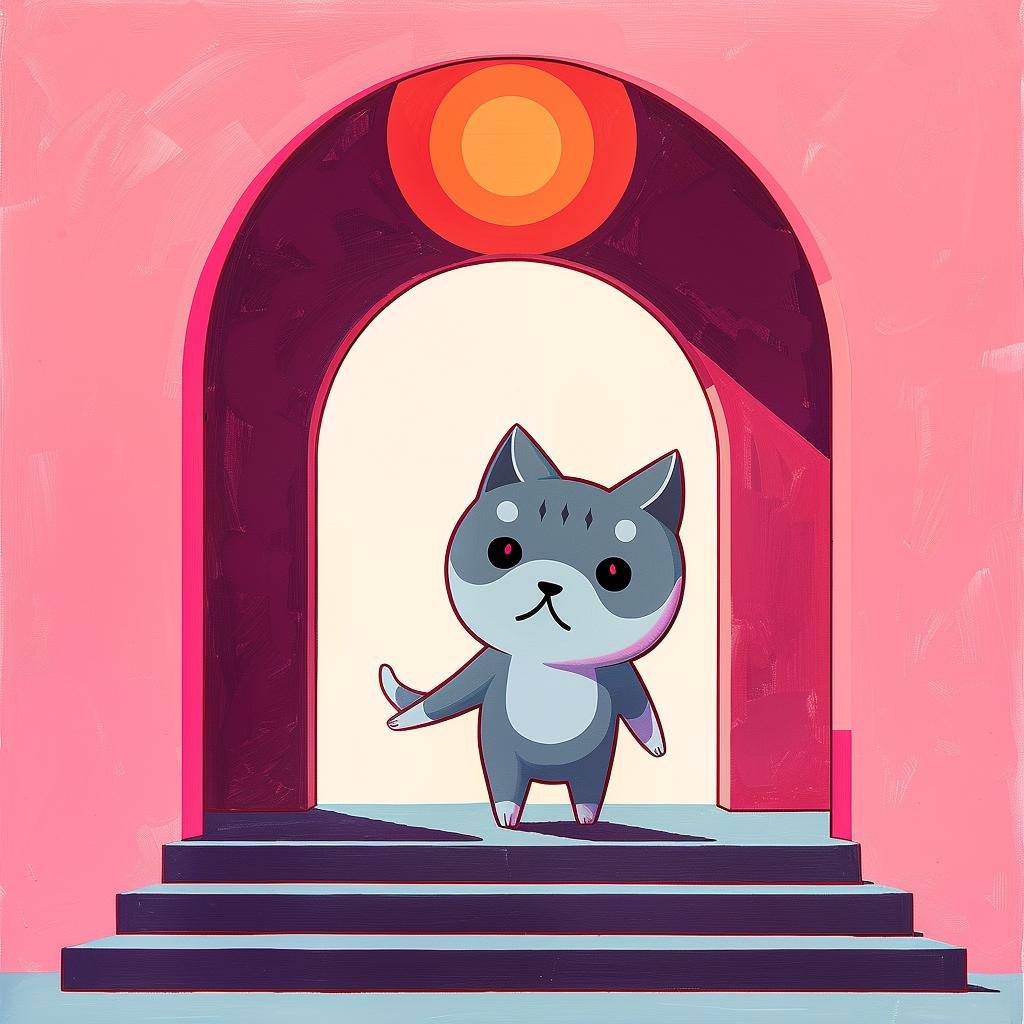 surreal  album  cat  pink  building  sun  creative  art  design  colorful 978093