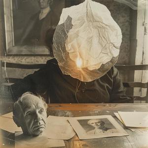 horror  photography  silver  plate  vintage  man  table  bag  surreal  1917 1037120