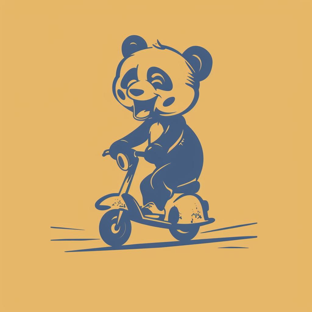 panda  scooter  happy  simple  blue  yellow  fun  playful  animal  minimalistic 955322