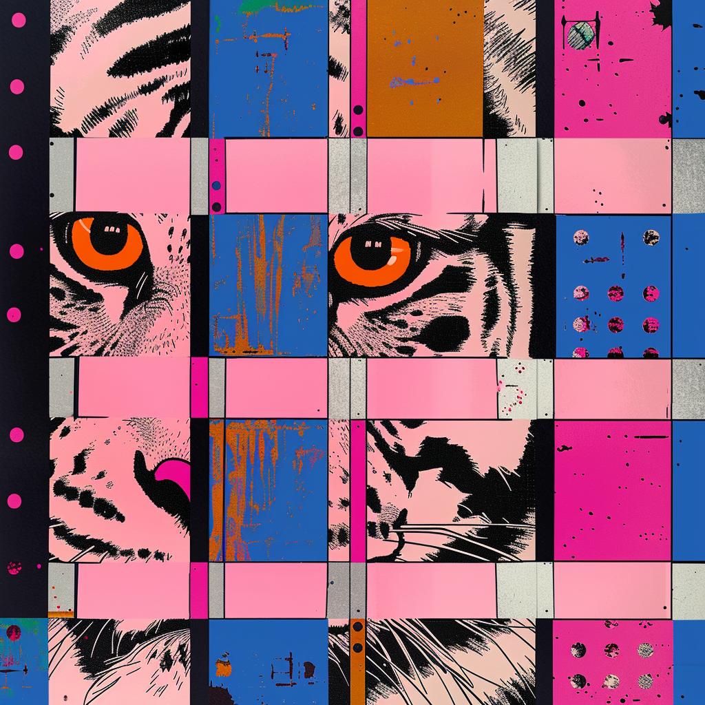tiger  six  eyes  psychedelic  color  neo-pop  illustration  vibrant  vector  art 1020439