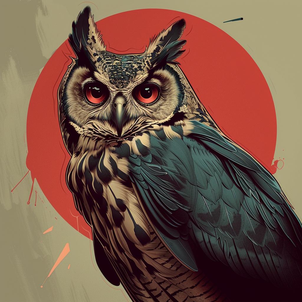 owl  red  black  cream  moonlight  minimal  symmetry  artnouveau  album  bold 941435