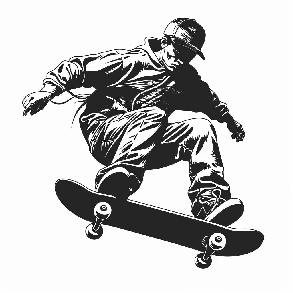 skateboarder  silhouette  minimal  vector  black  white  illustration  air  graphic  sport 952169