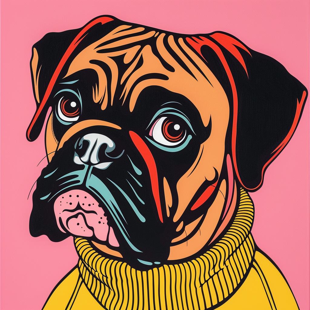 dog  boxer  sweater  pink  background  playful  portrait  colorful  cute  stylized 973733